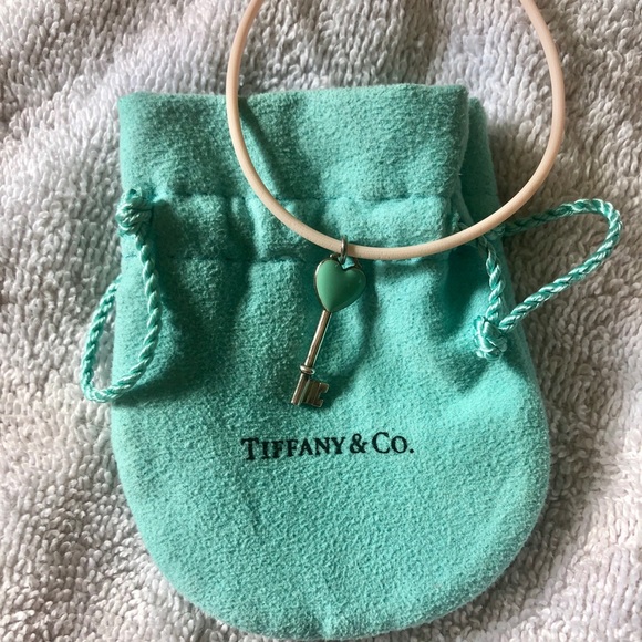 Tiffany & Co. Jewelry - Tiffany&Co Turquoise Blue Enamel Heart Key Pendant